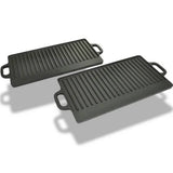 Set of 2 BBQ/Pizza Platter Grill Plate Cast Iron Rever - 45-Degree Angle