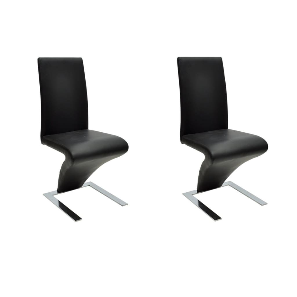 Dining Chairs 2 pcs Black Faux Leather