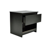 Nightstand with One-Drawer Black 2 pcs - Front View