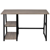 Desk with 2 Shelves Grey and Oak - Front View