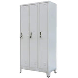 Locker Cabinet with 3 Compartments Steel 90x45x180 cm Grey