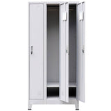 Locker Cabinet with 3 Compartments Steel 90x45x180 cm Grey - Side View