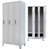 Locker Cabinet with 3 Compartments Steel 90x45x180 cm Grey