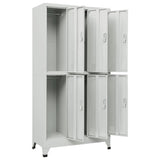Locker Cabinet with 6 Compartments Steel 90x45x180 cm Grey - Side View