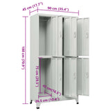 Locker Cabinet with 6 Compartments Steel 90x45x180 cm Grey - Low Angle