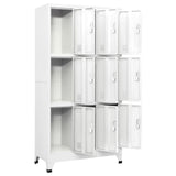 Locker Cabinet with 9 Compartments Steel 90x45x180 cm Grey - Side View