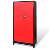 Tool Cabinet with 2 Doors Steel 90x40x180 cm Black and Red