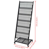 Magazine Rack 47.5x43x133 cm Black A4 - 45-Degree Angle