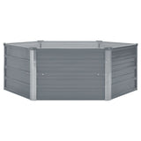Raised Garden Bed 129x129x46 cm Galvanised Steel Grey - Front View
