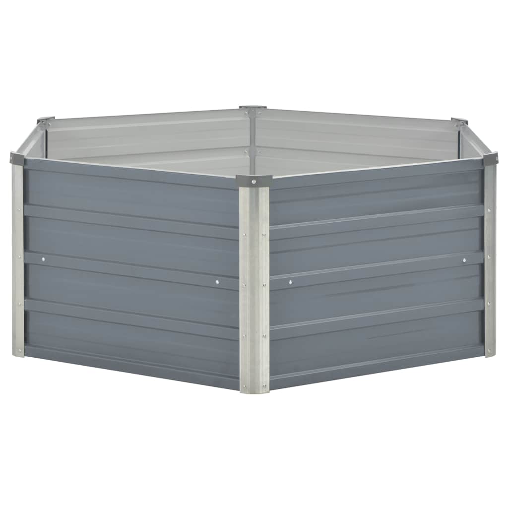 Raised Garden Bed 129x129x45 cm Galvanised Steel Grey