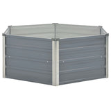 Raised Garden Bed 129x129x46 cm Galvanised Steel Grey - Side View