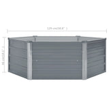Raised Garden Bed 129x129x46 cm Galvanised Steel Grey - Rear View