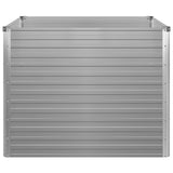 Raised Garden Bed 100x100x77 cm Galvanised Steel Grey - Rear View