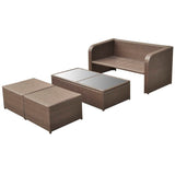 4 Piece Garden Lounge Set with Cushions Poly Rattan Brown - Side View