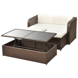 4 Piece Garden Lounge Set with Cushions Poly Rattan Brown - 45-Degree Angle