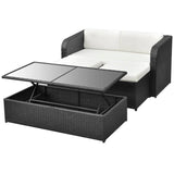 4 Piece Garden Lounge Set with Cushions Poly Rattan Black - 45-Degree Angle