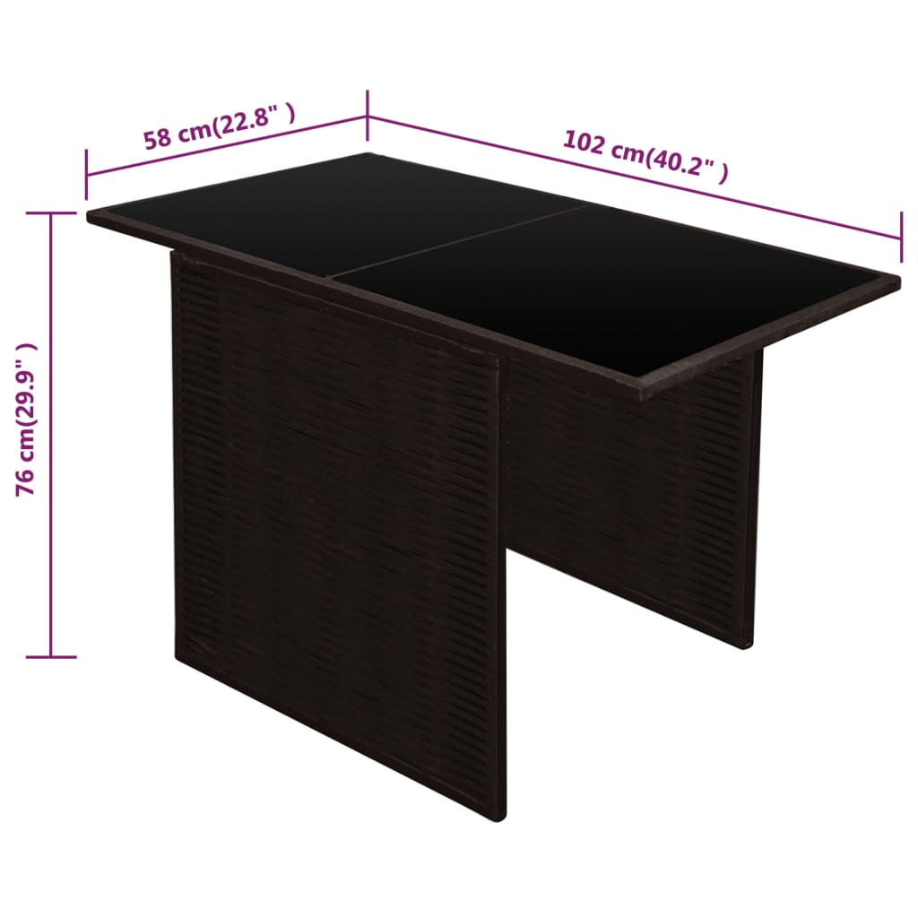 3 Piece Bistro Set with Cushions Poly Rattan Brown