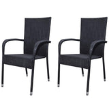 Garden Chairs 2 pcs Poly Rattan Black