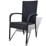 Garden Chairs 2 pcs Poly Rattan Black