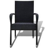 Garden Chairs 2 pcs Poly Rattan Black - Side View
