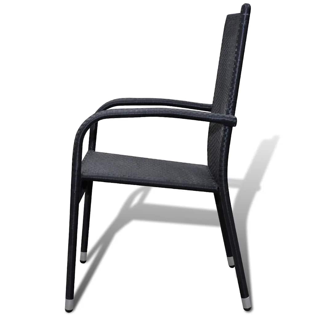 Garden Chairs 2 pcs Poly Rattan Black