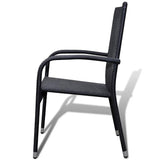 Garden Chairs 2 pcs Poly Rattan Black
