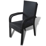 Garden Chairs 2 pcs Poly Rattan Black - Rear View