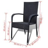 Garden Chairs 2 pcs Poly Rattan Black - Close-Up Angle