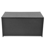 Garden Storage Box Black 120x50x60 cm Poly Rattan - Front View