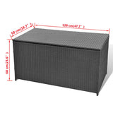 Garden Storage Box Black 120x50x60 cm Poly Rattan - Rear View