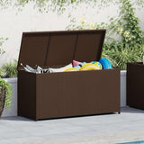 Garden Storage Box Brown 120x50x60 cm Poly Rattan - Front View