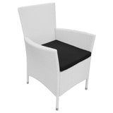 5 Piece Outdoor Dining Set Poly Rattan Cream White - Rear View