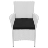 5 Piece Outdoor Dining Set Poly Rattan Cream White - Close-Up Angle