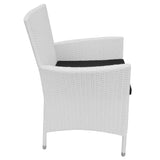 5 Piece Outdoor Dining Set Poly Rattan Cream White - Low Angle