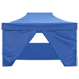 Foldable Tent Pop-Up with 4 Side Walls 3x4.5 m Blue - 45-Degree Angle
