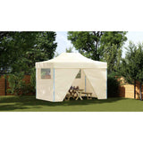 Foldable Tent Pop-Up with 4 Side Walls 3x4.5 m Cream White - Side View