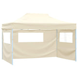 Foldable Tent Pop-Up with 4 Side Walls 3x4.5 m Cream White - Top-Down View