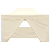 Foldable Tent Pop-Up with 4 Side Walls 3x4.5 m Cream White - 45-Degree Angle