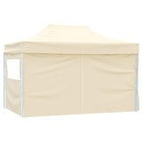 Foldable Tent Pop-Up with 4 Side Walls 3x4.5 m Cream White - Rear View