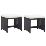 5 Piece Outdoor Dining Set with Cushions Poly Rattan Black