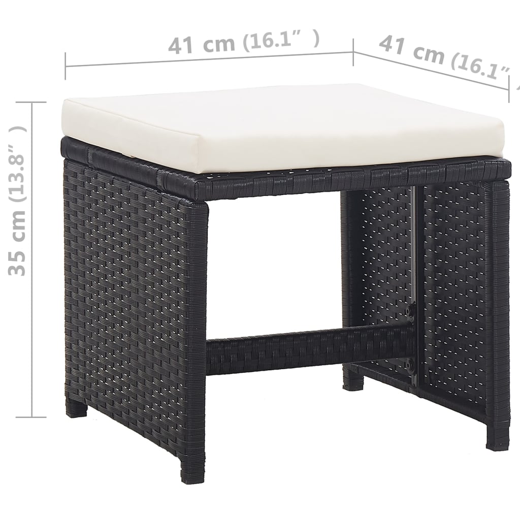 5 Piece Outdoor Dining Set with Cushions Poly Rattan Black