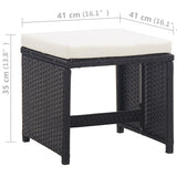 5 Piece Outdoor Dining Set with Cushions Poly Rattan Black
