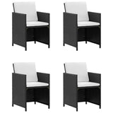 9 Piece Outdoor Dining Set with Cushions Poly Rattan Black