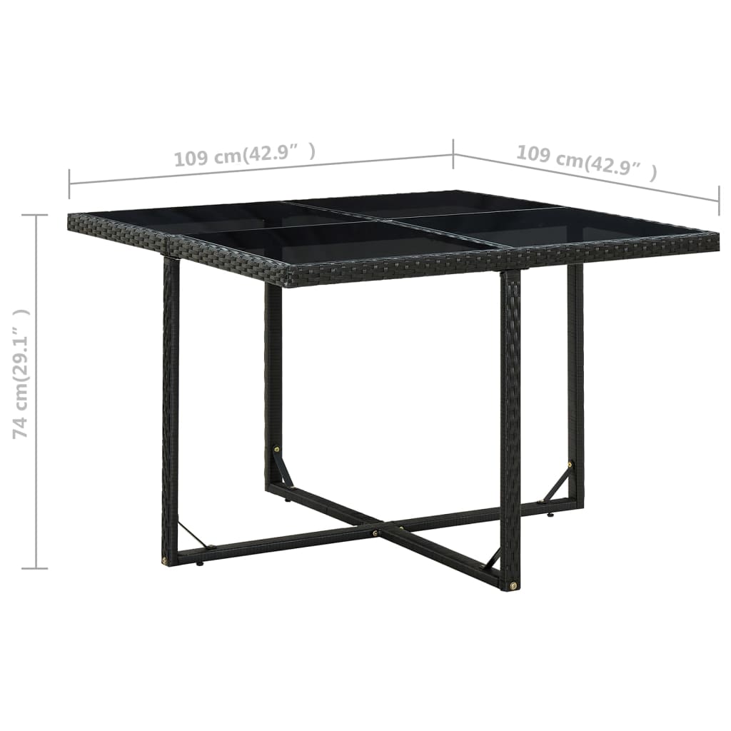9 Piece Outdoor Dining Set with Cushions Poly Rattan Black