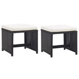 9 Piece Outdoor Dining Set with Cushions Poly Rattan Black - 45-Degree Angle
