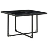 9 Piece Outdoor Dining Set with Cushions Poly Rattan Black - Close-Up Angle