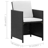 9 Piece Outdoor Dining Set with Cushions Poly Rattan Black - Extra Image