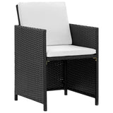 11 Piece Outdoor Dining Set with Cushions Poly Rattan Black - Front View