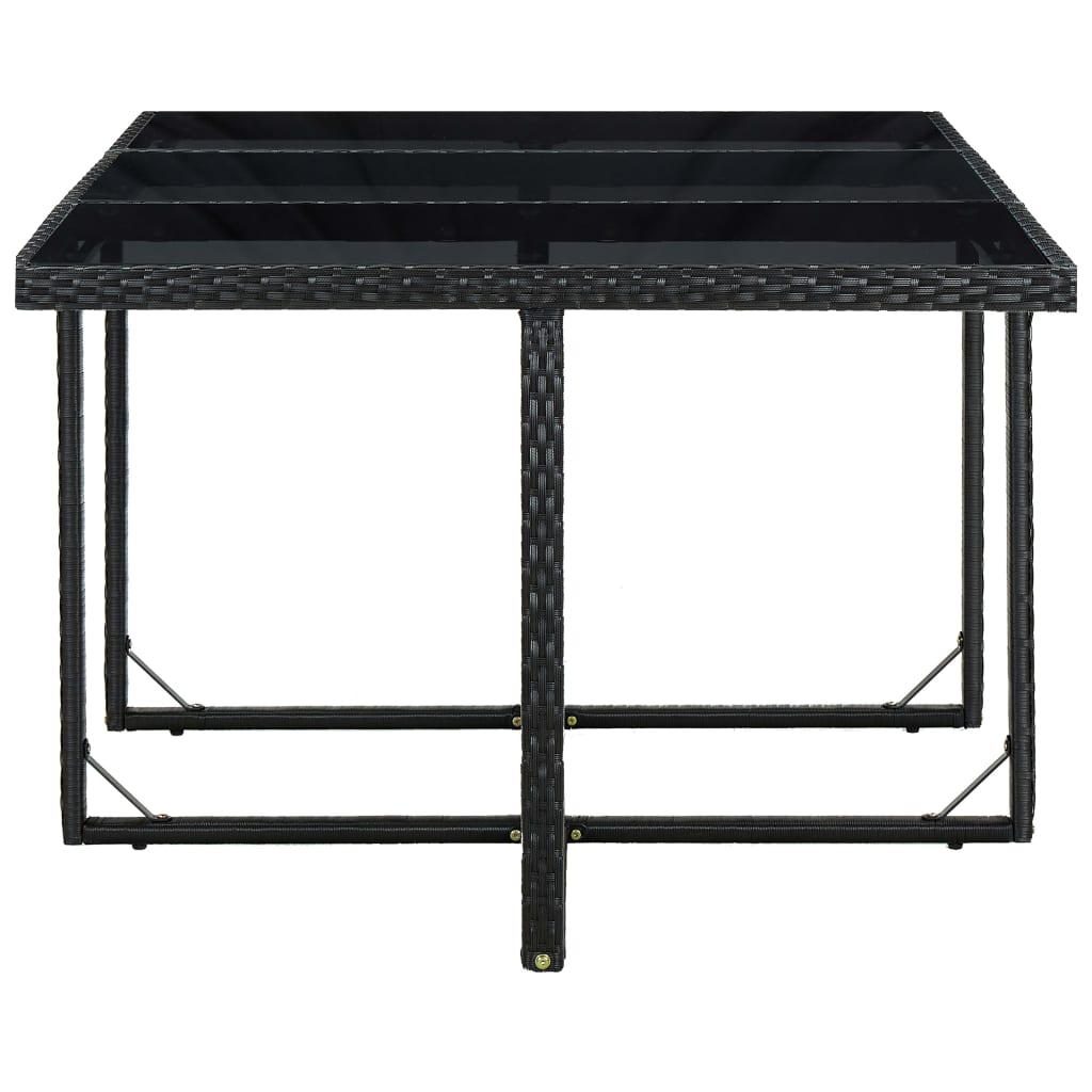 11 Piece Outdoor Dining Set with Cushions Poly Rattan Black