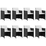 13 Piece Outdoor Dining Set with Cushions Poly Rattan Black - Front View